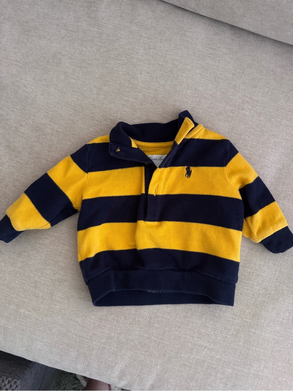 Polo by Ralph Lauren Navy & Yellow Striped Pullover Hoodie